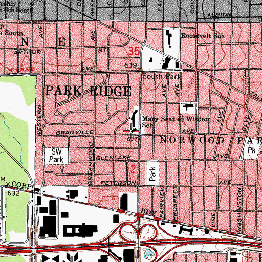 Topographic Map of Mary Seat of Wisdom Church, IL