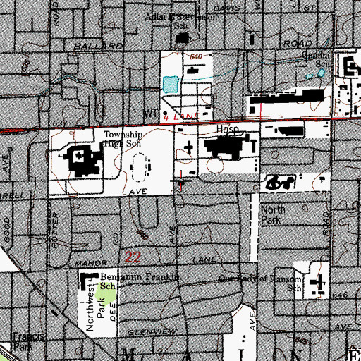 Topographic Map of Messiah Lutheran Church, IL
