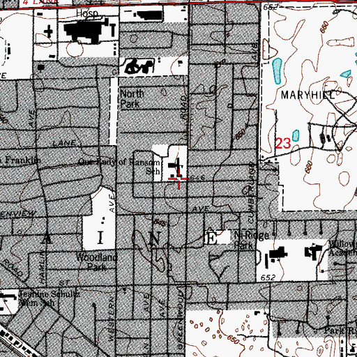 Topographic Map of Our Lady of Ransom Church, IL