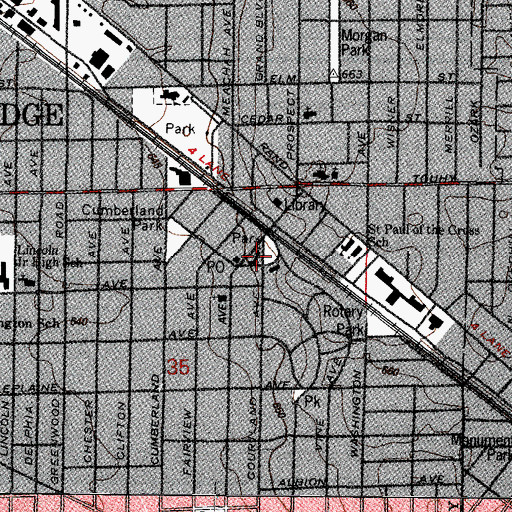 Topographic Map of Park Ridge Community Church, IL