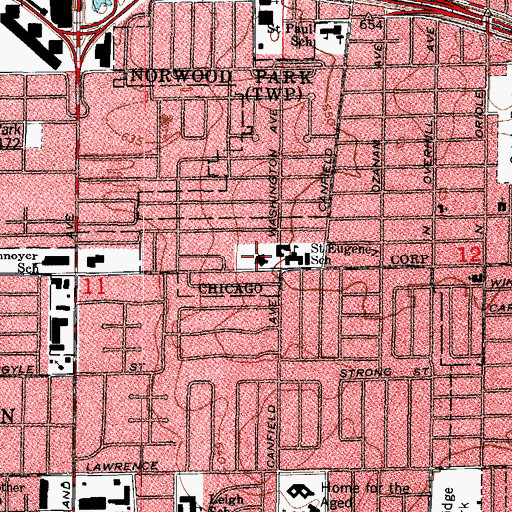 Topographic Map of Saint Eugene Church, IL