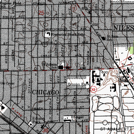 Topographic Map of Saint Juliana Church, IL