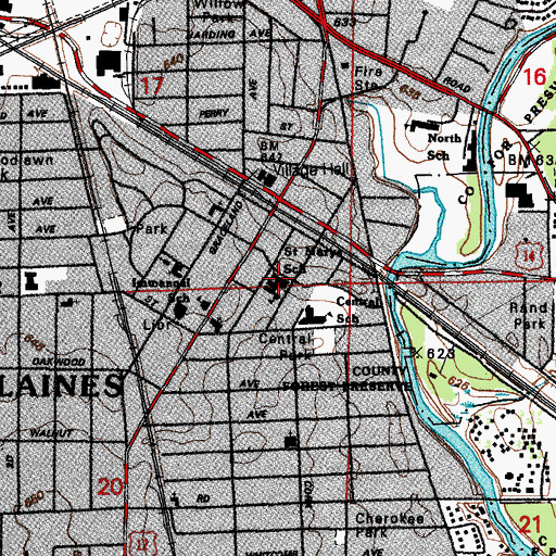 Topographic Map of Saint Mary's Catholic Church, IL