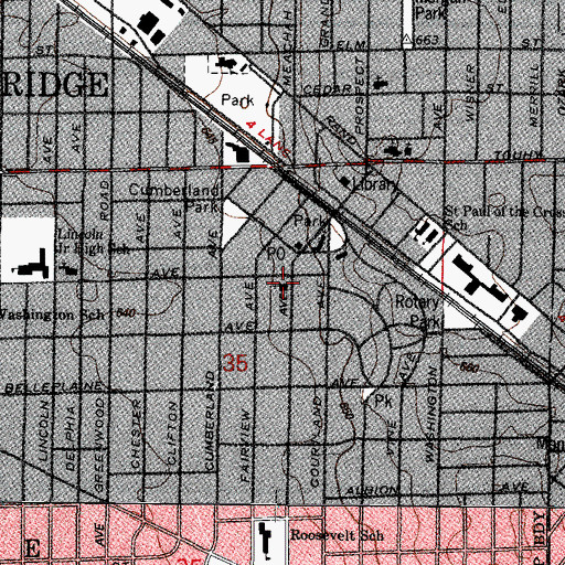 Topographic Map of Saint Mary's Episcopal Church, IL