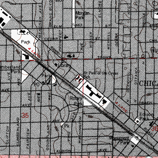 Topographic Map of Saint Paul of the Cross Church, IL