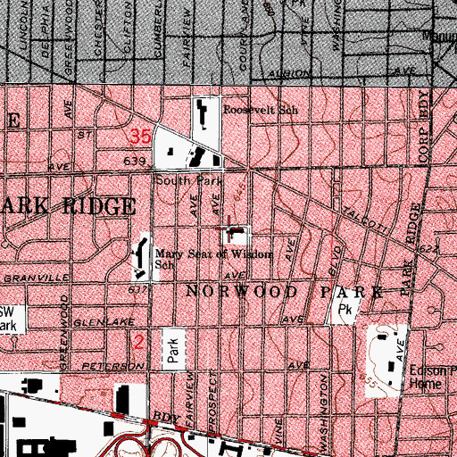 Topographic Map of South Park Church, IL