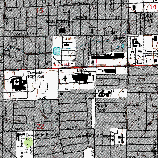 Topographic Map of Lutheran General Hospital (historical), IL