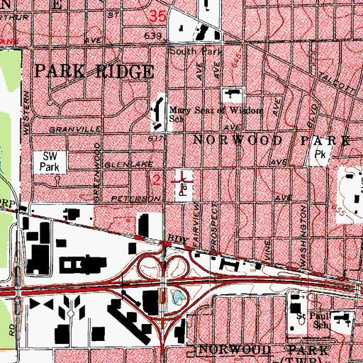 Topographic Map of Brickton Park, IL