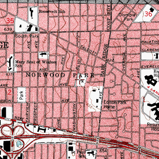 Topographic Map of Jaycee Park, IL