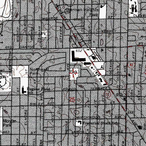 Topographic Map of Jonquil Terrace Park, IL