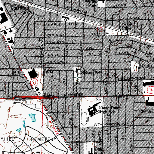 Topographic Map of Nelson School Park, IL