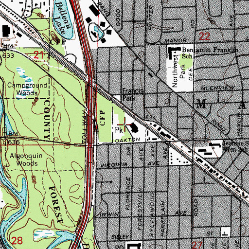 Topographic Map of Oakton Park, IL