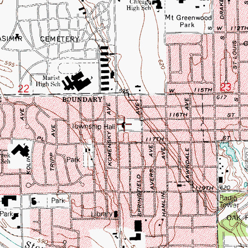 Topographic Map of Worth Township Building, IL