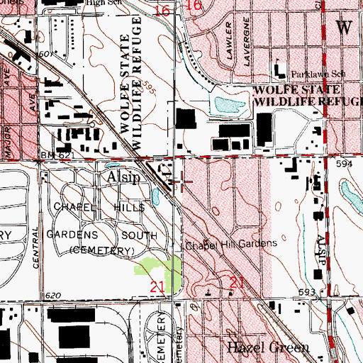 Topographic Map of Little Ellen Baptist Church, IL
