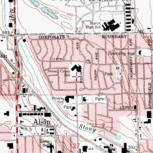 Topographic Map of Barnes Park, IL
