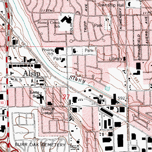 Topographic Map of Prairie View Park, IL