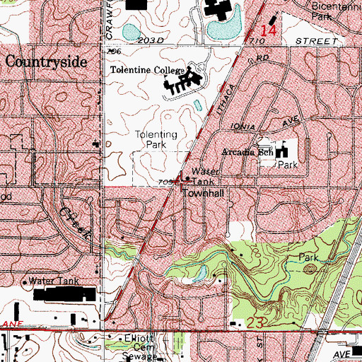 Topographic Map of Olympia Fields Village Hall, IL