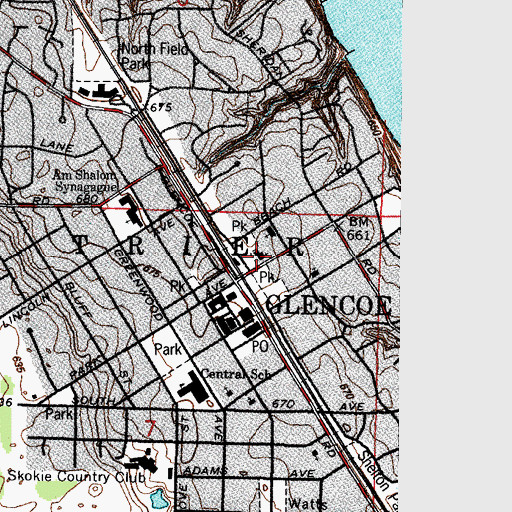 Topographic Map of Glencoe Union Church, IL