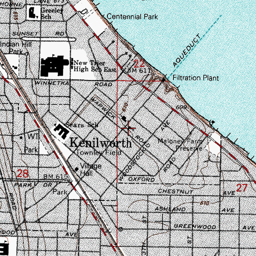 Topographic Map of Kenilworth Union Church, IL
