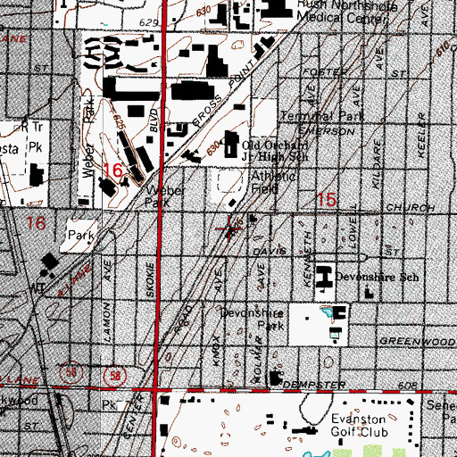 Topographic Map of Congregation Bnai Emunah, IL
