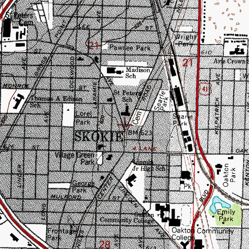 Topographic Map of Saint Peter's Catholic Church, IL