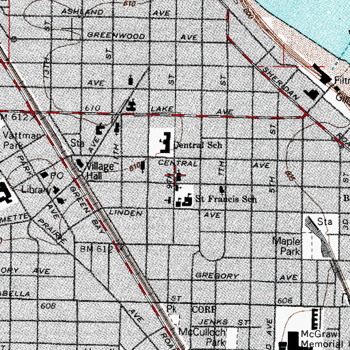 Topographic Map of First Presbyterian Church, IL
