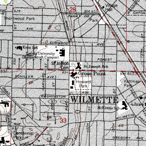 Topographic Map of Saint Joseph's Catholic Church, IL