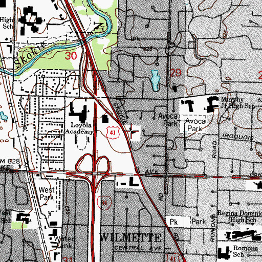 Topographic Map of Skokie Valley Baptist Church, IL