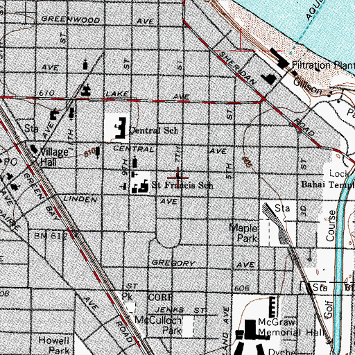 Topographic Map of Wilmette Lutheran Church, IL