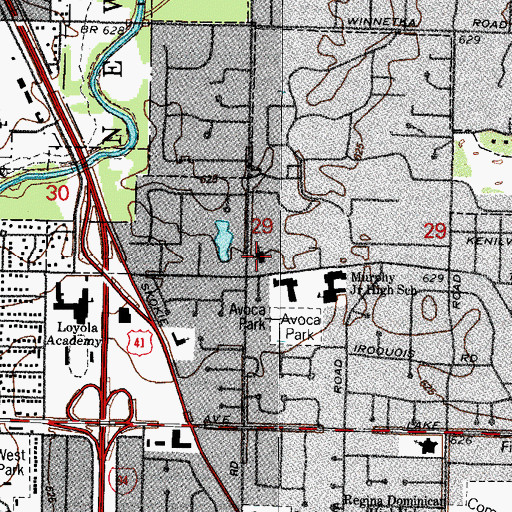 Topographic Map of Winnetka Covenant Church, IL