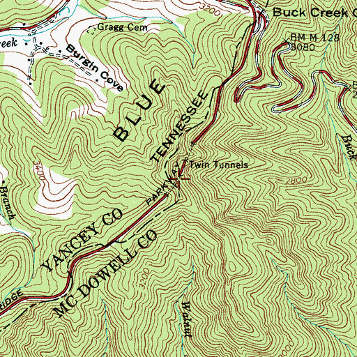 Topographic Map of Twin Tunnel South, NC