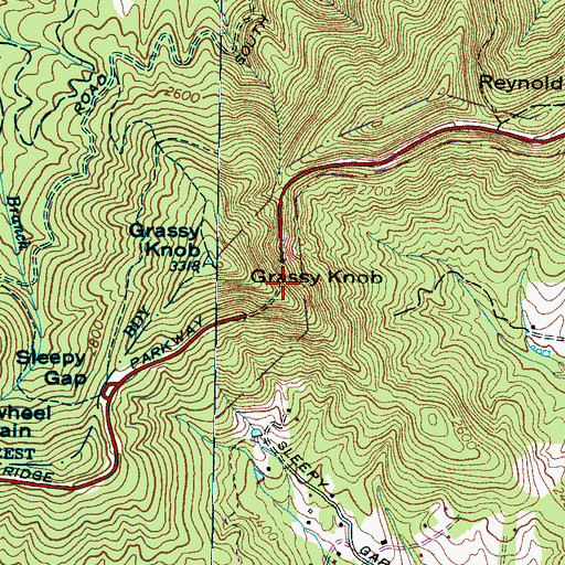 Topographic Map of Grassy Knob Tunnel, NC