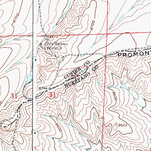 Topographic Map of Promontory Divide, CO