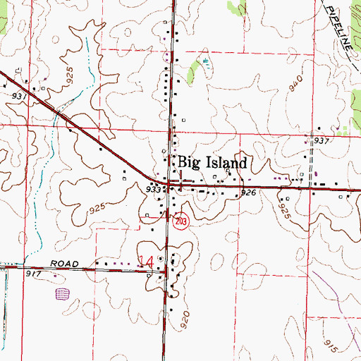Topographic Map of Big Island Post Office (historical), OH