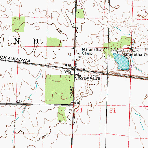 Topographic Map of Espyville Post Office (historical), OH