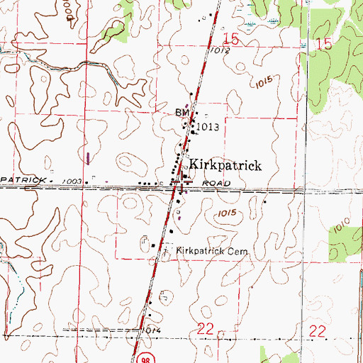 Topographic Map of Kirkpatrick Post Office (historical), OH
