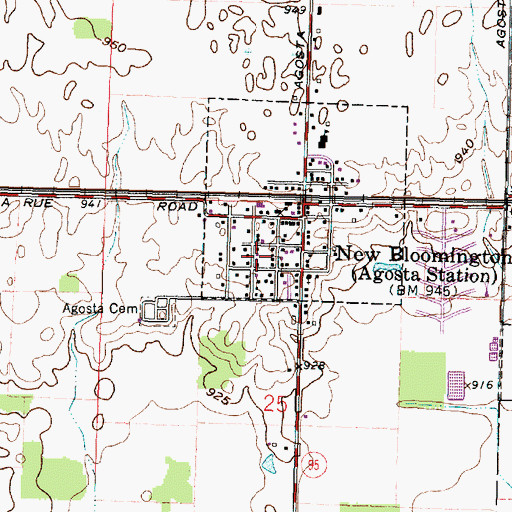 Topographic Map of New Bloomington Post Office, OH