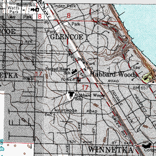 Topographic Map of Sacred Heart Catholic Church, IL