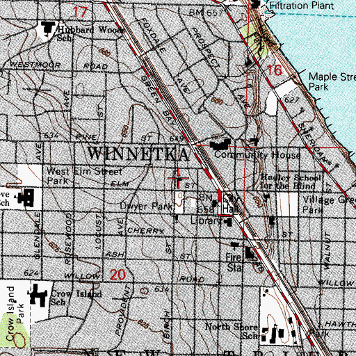 Topographic Map of Winnetka Bible Church, IL