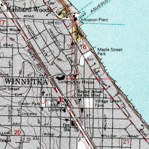 Topographic Map of Winnetka Congregational Church, IL