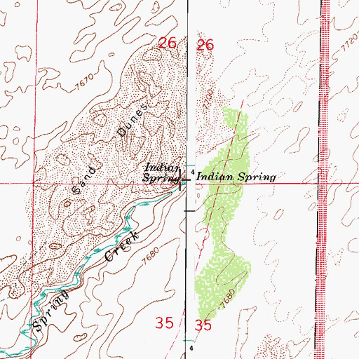 Topographic Map of Indian Spring, CO