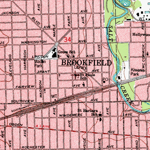 Topographic Map of Saint Paul's Evangelical Lutheran Church, IL
