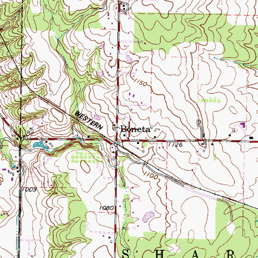 Topographic Map of Boneta Post Office (historical), OH