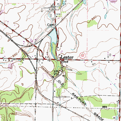 Topographic Map of Lester Post Office (historical), OH