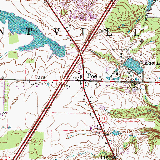 Topographic Map of Poe Post Office (historical), OH