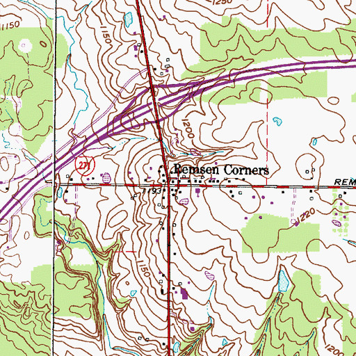 Topographic Map of Remson's Corners Post Office (historical), OH