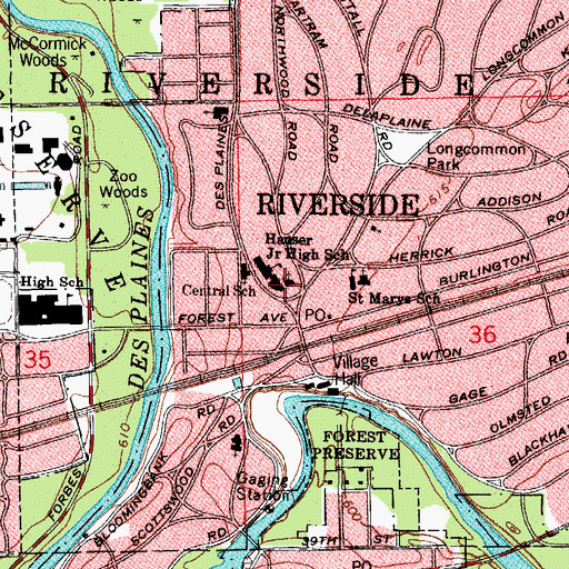 Topographic Map of Saint Paul's Episcopal Church, IL