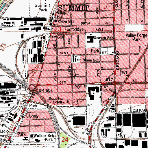 Topographic Map of First Congregational Church, IL