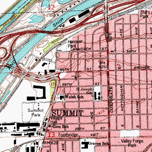 Topographic Map of Independent Bible Church, IL