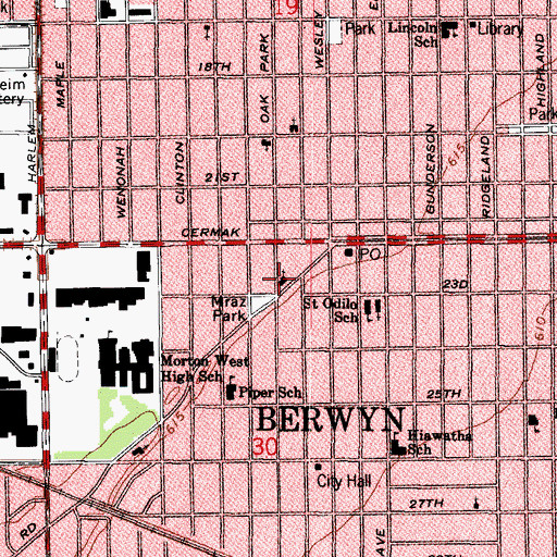 Topographic Map of First Church of Christ Scientist, IL